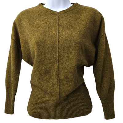 Mansted Yak Knit Pullover Sweater S Women Pinup Fitted Olive Green Soft Cozy