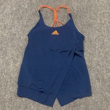 Adidas ML Tennis Tank Top Womens Small Navy Blue Orange Strappy Back Activewear