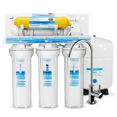 Geekpure 6-stufiges Umkehrosmose Trinkwasser Filtersystem mit UV Filter - 75GPD