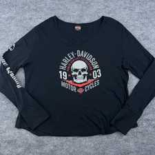 Harley Davidson Long Sleeve T Shirt Womens 3XL Long Sleeve Willie G Skull 24x26