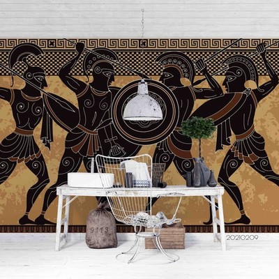 3D Ancient Greek Warrior Painting Self-adhesive Removeable Wallpaper Wall Mural