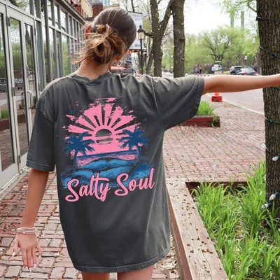 Salty Soul Summer Comfort Colors  Shirt | Summer Vacation Tee Tshirt | Retro