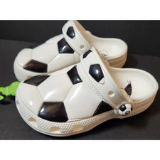 Crocs Kids’ Classic Soccer Ball Clog Shoes Toddler Size 10 Sports Theme