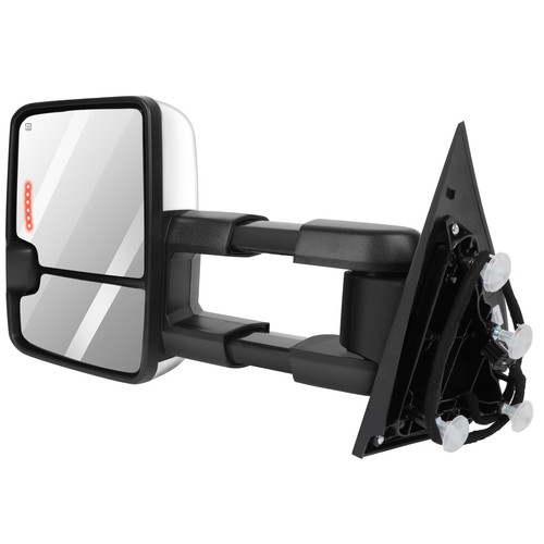 Pair Tow Mirrors Chrome Power Heated Turn Signal For 14-18 Chevy GMC Dynamic - Picture 9 of 11
