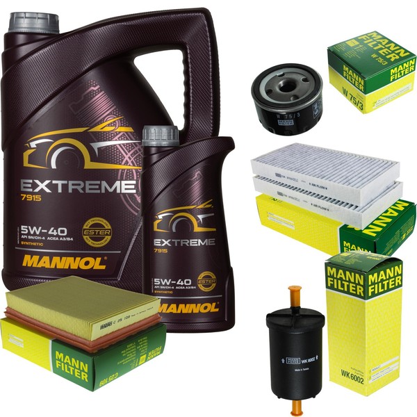 Mann Inspektionspaket 6L Mannol Extreme 5W-40 FüR Renault Laguna III 1.6 16V 2.0-image