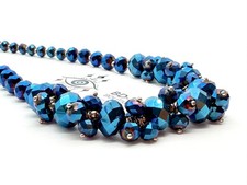 Blue Crystal AB Statement Necklace Faceted Gl...