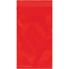 Resealable Poly Bag, 3 x 5 Inch, 1000 Pack, 2 Mil, Red, Lock Seal Zipper