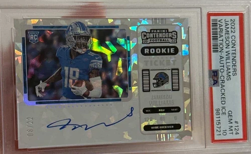 2022 Panini Contenders -Jameson Williams #124 Cracked Ice Ticket /22 Psa 10