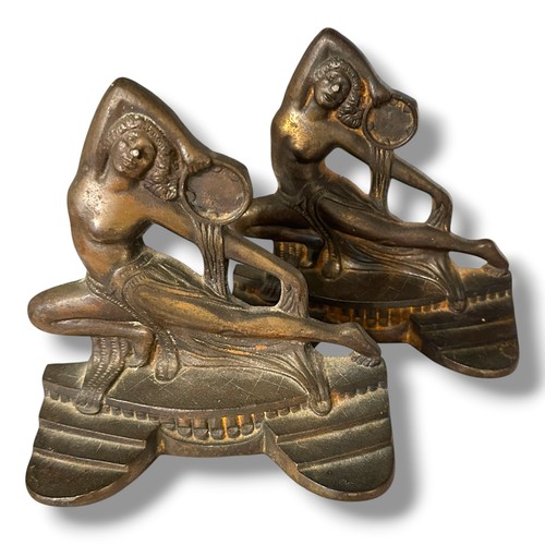 VTG Art Deco Nude Lady Cast Iron 2 Bookends Figural Woman Dance 1926 Gift House