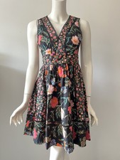 Kate Spade Black Floral Blossom Printed Fit Flare V-Neck Sleeveless Dress 0