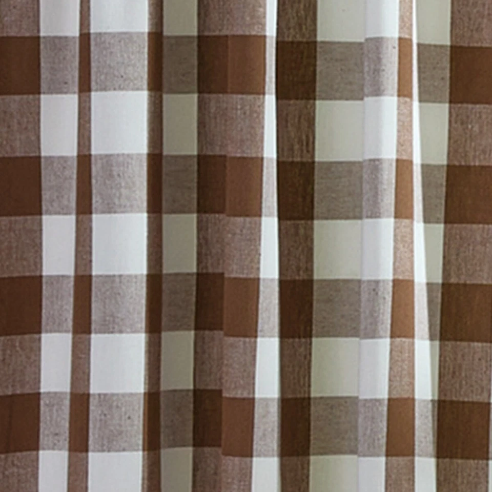 WICKLOW BROWN AND CREAM CHECK CURTAIN PANELS, 72X63, NEW IN PKG - Image 2 of 2