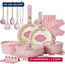 Umite Chef Pots and Pans Set Non Stick, 21 pcs Nonstick Ceramic Cookware Set, RV