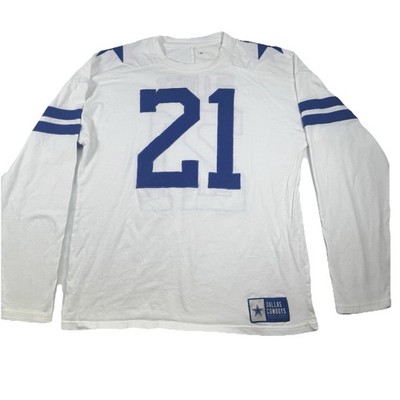Vintage Dallas Cowboys Ezekiel Elliott 21 Long Sleeve T-Shirt White Blue Large