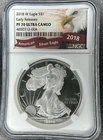 2018-W American Silver Eagle $1 NGC PF70 Ultra Cameo Perfect Early Releases