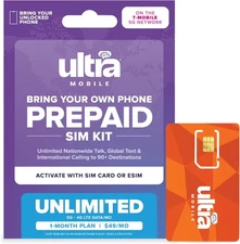 $49/mo. Ultra Mobile Prepaid Phone Plan with Unlimited Talk, Text, & Data... 