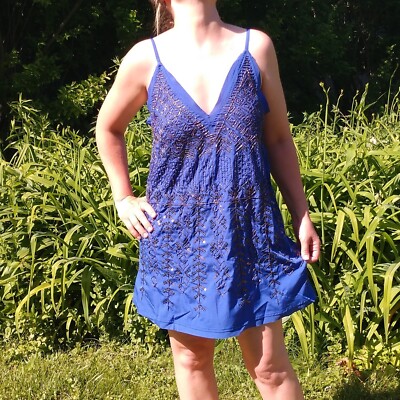 Free People Blue Beaded Slip Dress, Size S, NWT | eBay