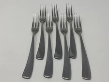 7 Dinner Forks Studio William LARCH MIRROR Stainless China Modern 8 1/4"