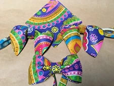 Handmade Mens African Print Kente Bow Tie Handkerchief Pre-tied Bright Colorful