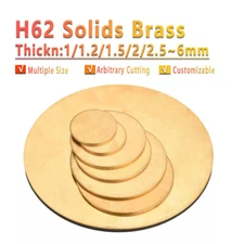 H62 Solid Brass Discs Blanks Thick 1/1.5/1.5~6mm Metal Round Sheets Dia 10-300mm