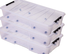 3x Unterbettbox Rollbox Aufbewahrungsbox mit Deckel 35L Spielzeugkiste Rollen
