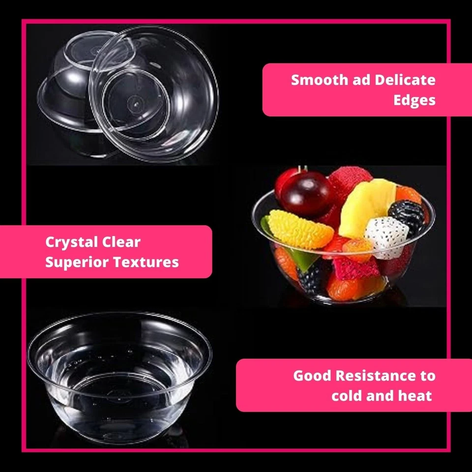 Clear Plastic Party Bowls Soup Salad Dessert Wedding Dinner Bowls Party Reusable - Image 4 of 4