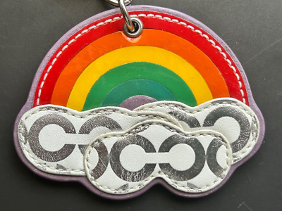 COACH Poppy Op Art Leather Rainbow Bag Charm Key Fob ~ 92545 | eBay
