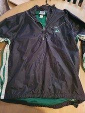 Vintage 00s Y2K Adidas Track Jacket 1/2 Zip Windbreaker Black Green Mens XL
