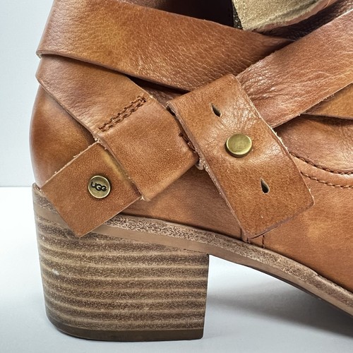 UGG Women’s Brown Leather Ankle Moto Boots Size 8 SN1017471 - Picture 8 of 14