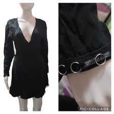 Zara Trafaluc Black Long Sleeve Fit and Flare Dress