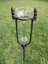 Rustic Cast Iron Rain Gauge & Stake Garden Decor Rustic Measuring Glass Farm