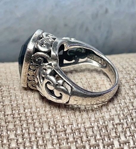 Beautiful Vintage Sterling Silver Black Faceted Rhinestone Ring, size 6.75 - Picture 6 of 12