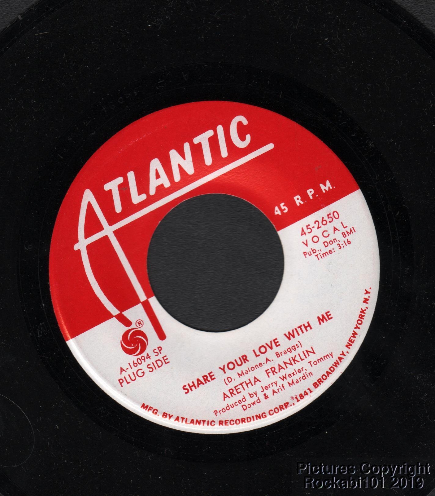 1969 Aretha Franklin Soul M- DJ 45 - Share Your Love With Me / Pledging My Love