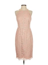 Vince Camuto Pink Floral Lace Illusion Bow Neckline Sheath Dress sz 4 Cocktail