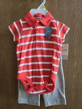 NWT Size 3M Carter's 2pc set outfit striped bodysuit w/ gray pants Prop of Mommy