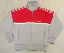 Adidas vintage 80s made in Korea Gray Red Tracksuit Track Top Jacket size S-XS