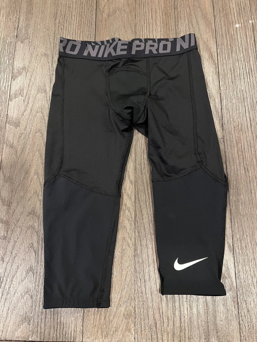 Boys Nike pro spandex 3/4 Running Compression Tights Medium Black