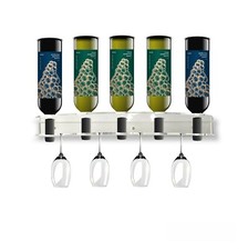 Porte-Bouteille Vin Mural Plexiglas 5 Bouteilles 4 Coupes Petite Cave