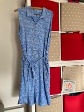 Laura Ashley Pale Blue Floral Print Jersey shirt  Dress With Pockets. Size UK 16