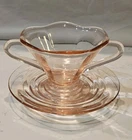 CREAM SOUP & SAUCER SET! Vintage FOSTORIA ELEGANT Pink Depression Glass
