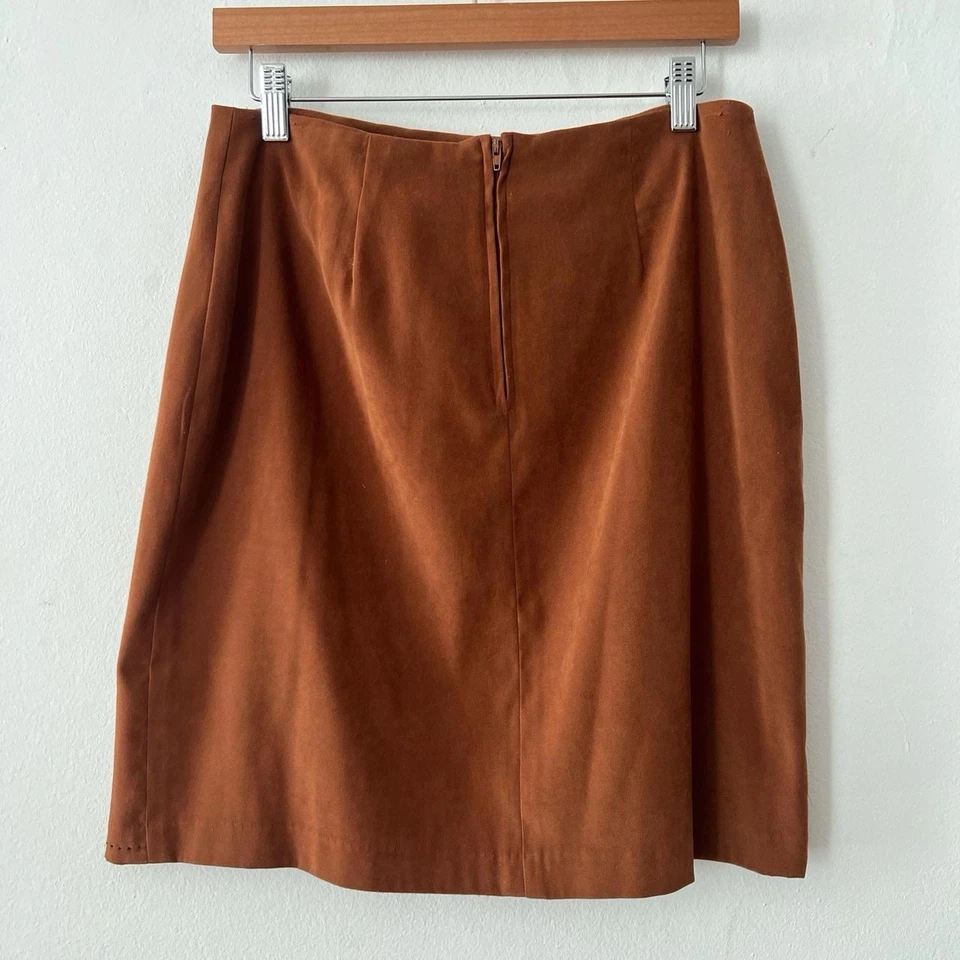 Minifalda Dressbarn Vintage Años 90 Marrón Caramelo Imitación Gamuza Para Mujer’s M W28 Foto 2 de 4