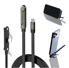 240W Braided Fast Charge Cable with Built-in Phone Stand, 1 Pack Foldable.
