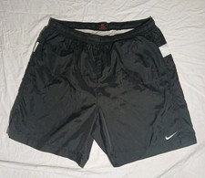 VTG Nike Black Tag Big Spell Out Nylon Shorts Swim Trunks Mesh Rare Mens L