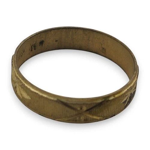 925 Silver Band Ring Size 10.75 1g Etched X Pattern Vintage Style Jewelry