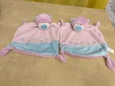 2x Schmusetuch B&auml;r Danplys Schnuffeltuch Kuscheltuch rosa blau mit Rassel Herz