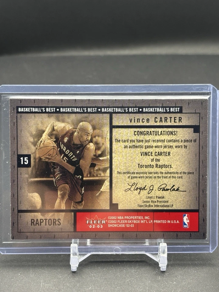 2002-03 Fleer Showcase Basketball's Best Vince Carter Game Used Jersey Relic #15 - Image 2 of 2