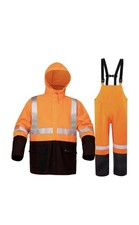 High Visibility Rain Gear Safety Jacket and Bib Pants   Hi Vis, Waterproof Med