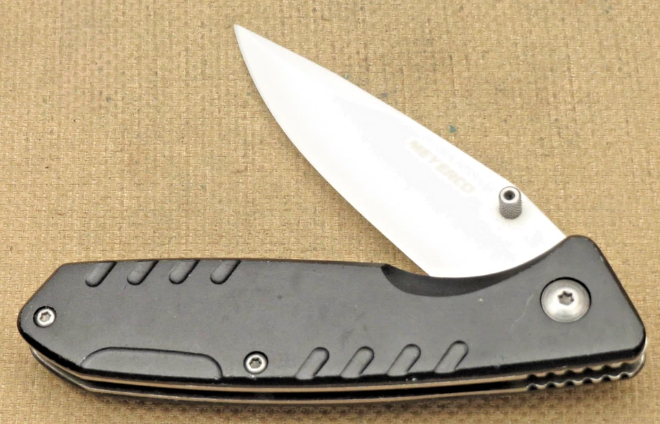 MEYERCO Liner Lock Knife Unusual with Ceramic Blade - Black Metal Handles - Mint - Image 2 of 4