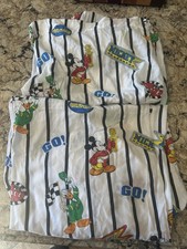 Vintage Disney Mickey Mouse Race Car Theme Crib Toddler Bed Sheets Flat  Fitted