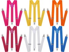 6 Pack Y Back Style Unisex Suspenders Adjustable Rainbow Elastic Classic Color