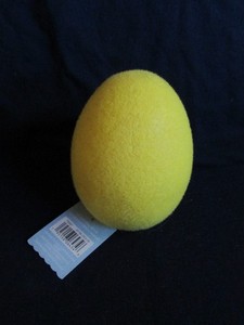 yellow fuzzy flocked Ashland egg, approx 5 1/2 inches tall